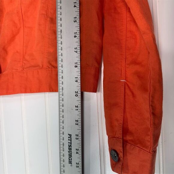 Vibrant Orange C&C California Cropped Linen Blend Jacket S | Y2K Retro Utility - Picture 8 of 8